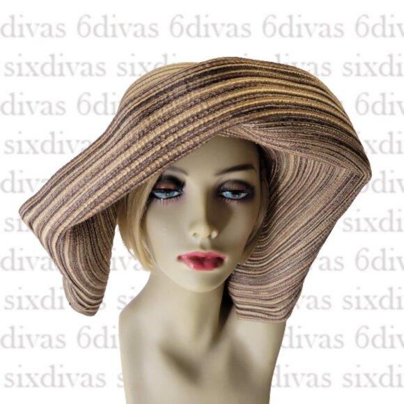 WOMENS Cotton Bendable Wide Brim Large Wedding, Summer Beach Holiday Party Hat - Picture 4 of 16